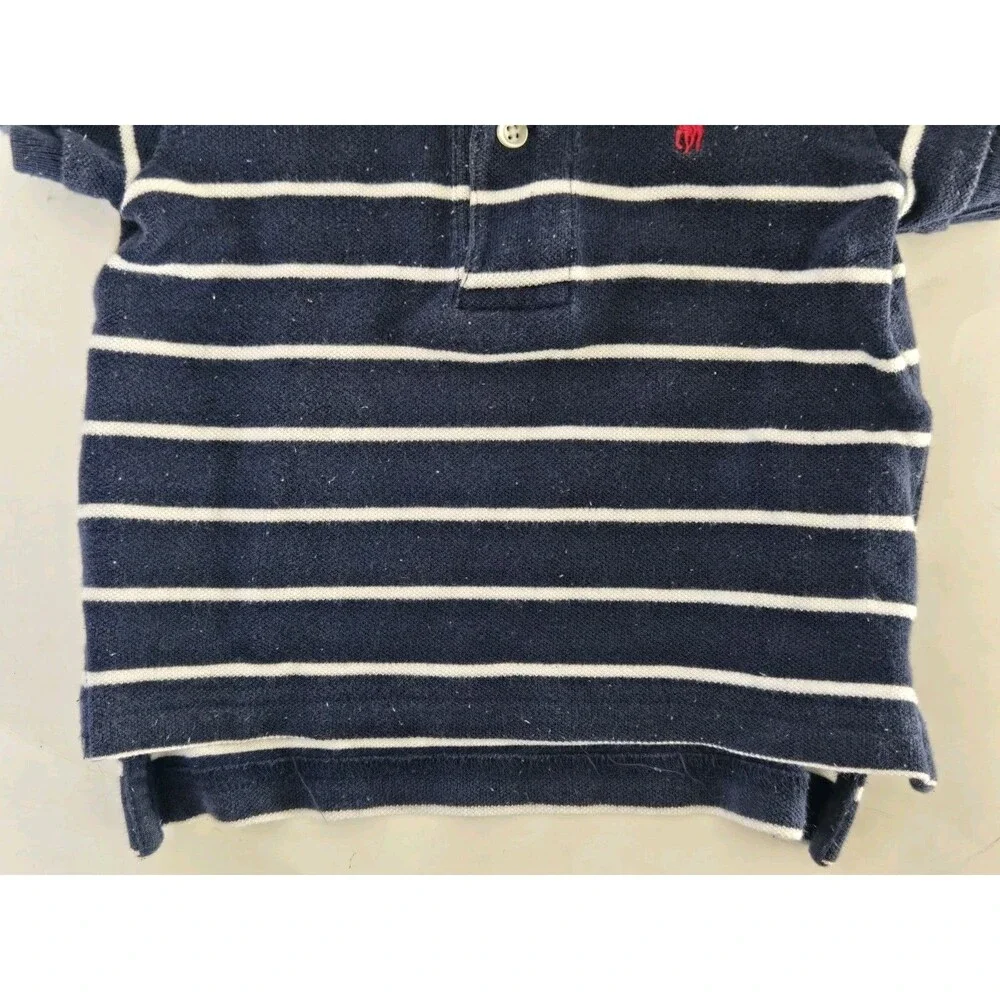 VTG Polo Ralph Lauren Baby Boy Polo Shirt Logo 9M Blue Striped